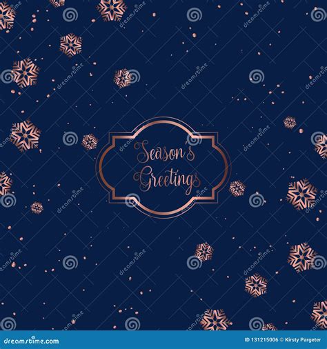 Rose Gold And Blue Christmas Card Design Stock Vector Illustration Of Holiday Snow 131215006