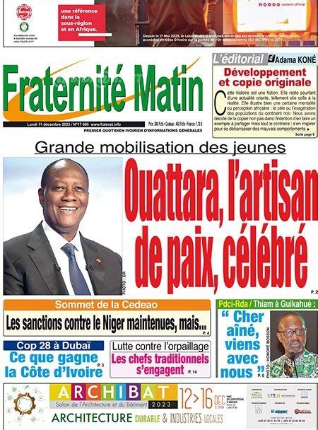 Titrologie D Cembre Revue De La Presse Ivoirienne Dans