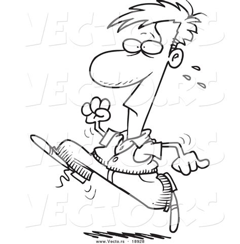 Vector Of A Cartoon Man Running Outlined Coloring Page By Ron