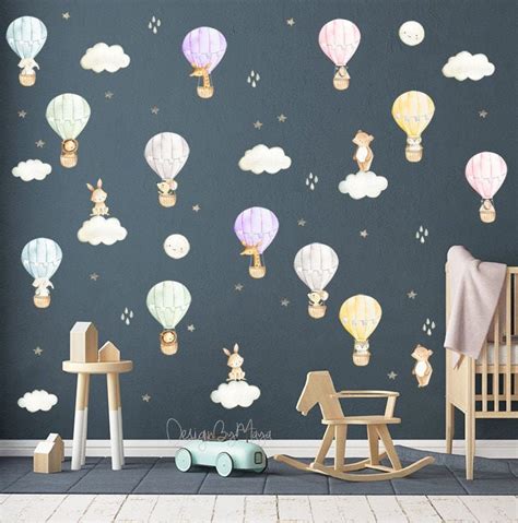 Hot Air Balloon Decor Nursery Decals Baby Wall Art Balloon Etsy