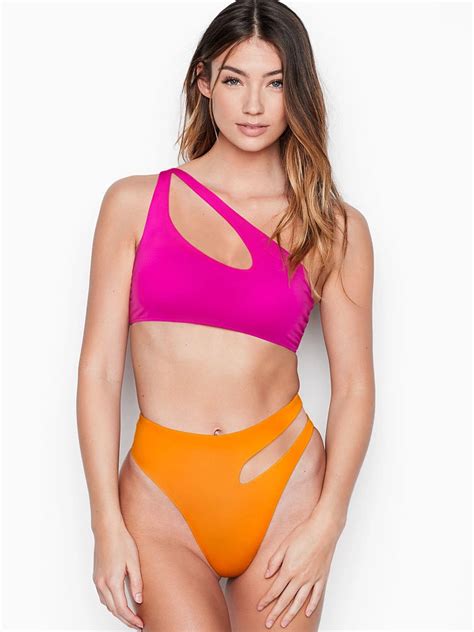 Hollow Out Single Shoulder Strap Slim Sexy Figure Flattering Two Piece Swimwear Swimsuit Bikini