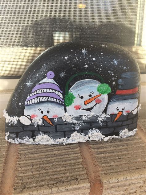 Fun Winter Rock Paulette Painted Painted Rocks Rock Snow Globes