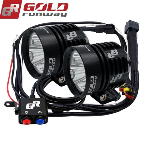 A Pair Goldrunway Ix Motorcycle Led Head Spotlight U Led Chip W