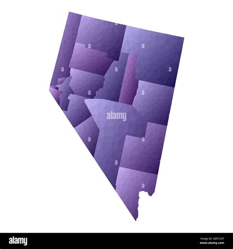 Nevada Map Geometric Style Us State Outline With Counties Delightful Violet Vector