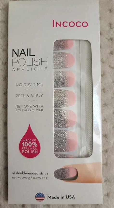 Incoco Drop A Hint Nail Polish Strips Applique Light Pink Silver