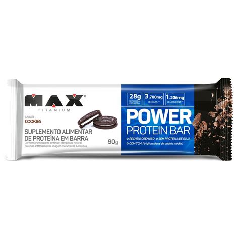 Power Protein Bar 90g Max Titanium Sabor COOKIES Whey Store Suplementos