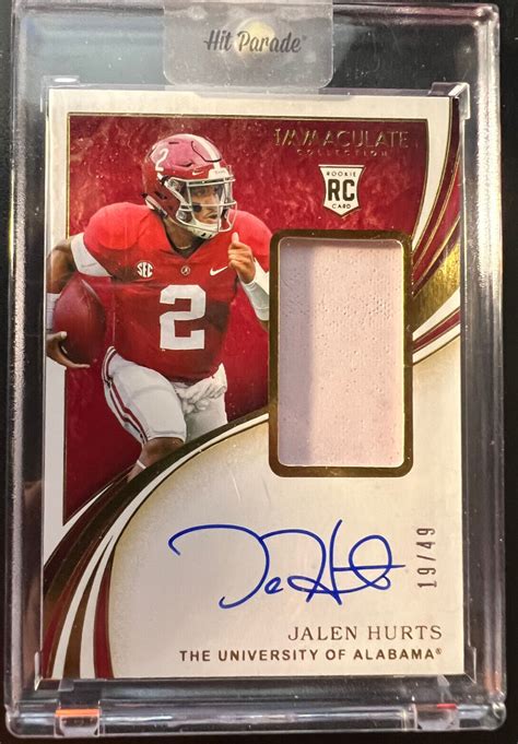 Panini Immaculate Collegiate Jalen Hurts Rpa Rookie Patch Auto