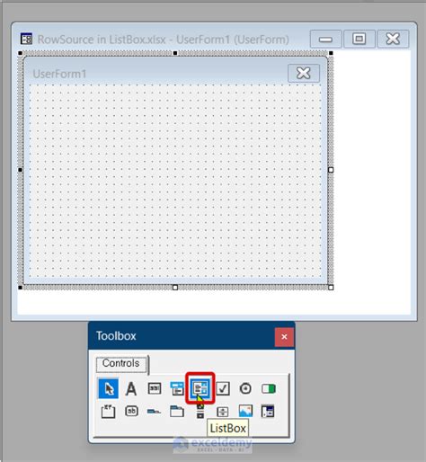 How To Populate Excel Vba Listbox Using Rowsource