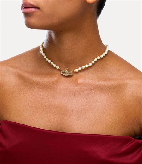 MINI BAS RELIEF CHOKER Vivienne Westwood Pearl Necklace Long Necklace