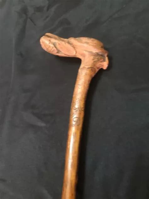 ANCIENNE CANNE BATON De Marche Poignet Bois En Forme De Serpent Art