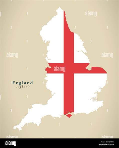 Modern Map - England flag coloured UK Illustration Stock Photo - Alamy