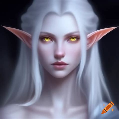 Portrait Of An Albino Elf Man With Long White Hair And Violet Eyes Fantasy Theme On Craiyon