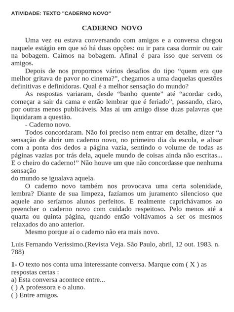 Atividade - Caderno Novo | PDF
