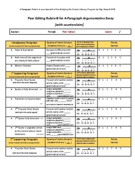 4-Paragraph Argumentative RUBRIC! by Ray Gosa | TPT