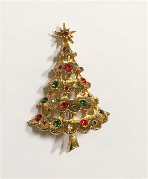 Christmas Tree Brooch Mylu Vintage Book Piece Jewelry Etsy