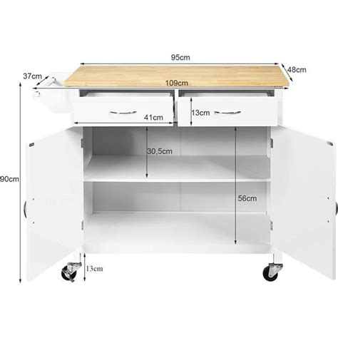 GOPLUS Desserte Îlot de Cuisine 109x48x90CM Desserte à Roulettes en