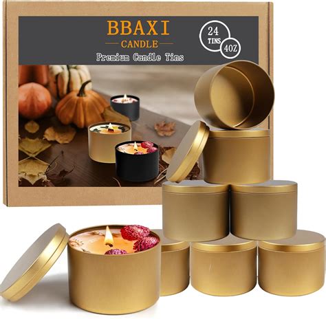 Bbaxi 4oz Gold Candle Tins 24pcs Empty Candle Jars For Making Candles Diy Candle