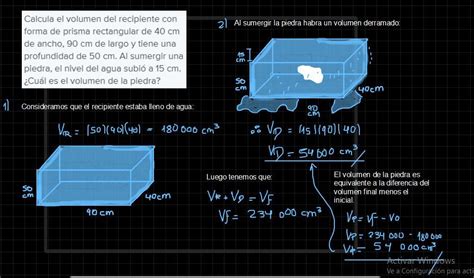 Calcula El Volumen Del Recipiente Con Forma De Prisma Rectangular De