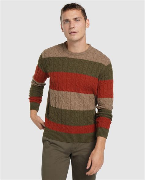 Camisola De Malha Multicolor De Homem Decote Redondo Moda E