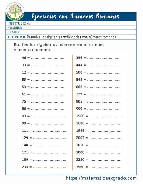 Ejercicios De Números Romanos Para Niños De Quinto Grado 45 OFF