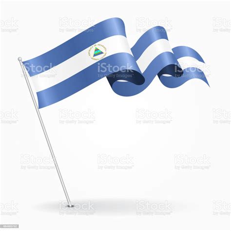 Nicaraguan Pin Wavy Flag Vector Illustration Stock Illustration Download Image Now