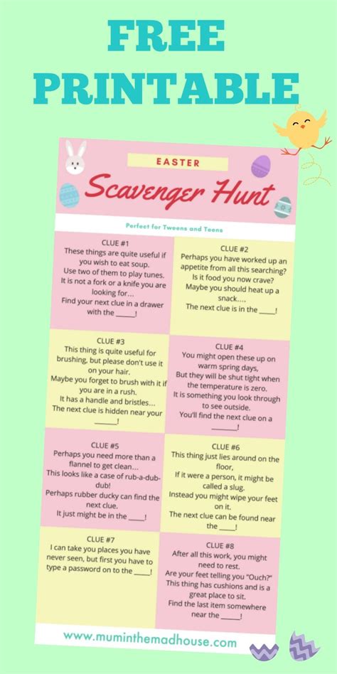 Easter Egg Hunt Cards For Adults