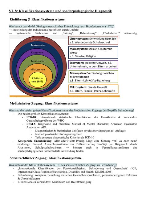 Vl Klassifikationssysteme Und Sonderp Dagogische Diagnostik Vl