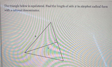 Solved The triangle below is equilateral Find the length of side æ in