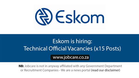 Eskom Is Hiring Technical Official Vacancies X Posts Jobcare