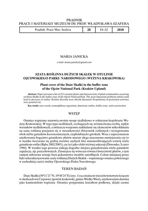 Pdf Szata Ro Linna Du Ych Ska Ek W Otulinie Ojcowskiego Parku