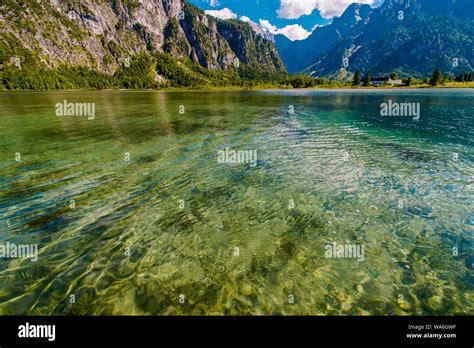 Scenic Austrian Lake With Crystal Clear Water Almsee Austria Stock