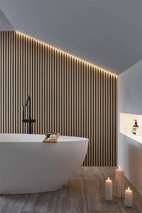 Slatwall Waterproof Natural Oak And Black Panel Naturewall Bathroom