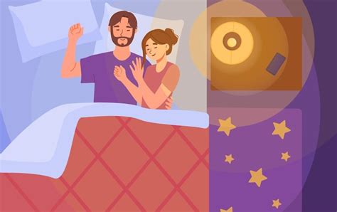 Pareja duerme en el concepto de cama vista alta del hombre y la mujer ...