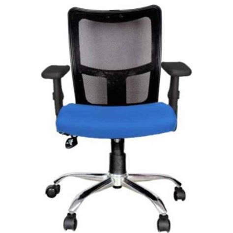 Buy Rajpura Brio Medium Back Black Blue Adjustable Arms Revolving