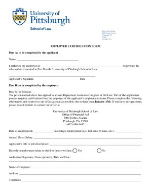 Fillable Online Employer Certification Form Fax Email Print PdfFiller