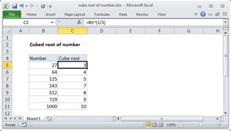 Excel formula: Cube root of number | Exceljet