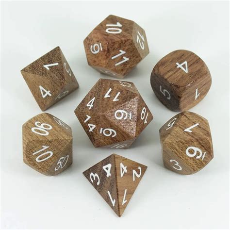 Dnd Wooden Dice Set 4 6 8 10 12 15 Sided 18mm 20mm Wooden Color Solid ...