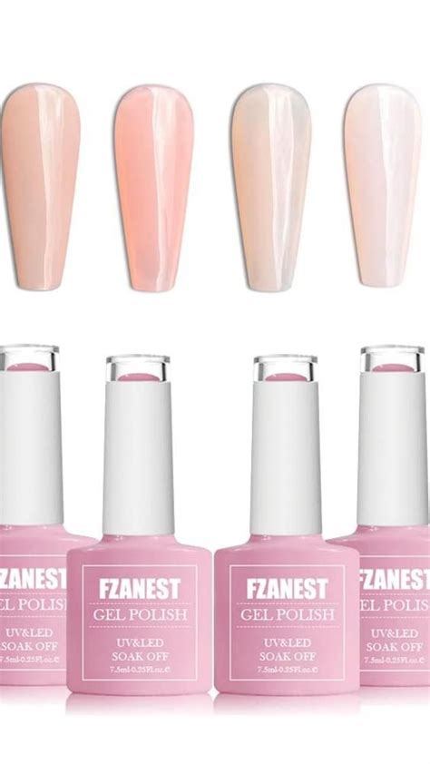 Fzanest Gel Nail Polish Jelly Nude Set Sheer Natural Milky Pink