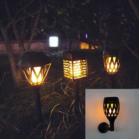 Led Solar Flame Flickering Lawn Wall Lamp Usb Dancing Flame Light Solar