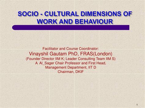 Ppt Socio Cultural Dimensions Of Work And Behaviour Powerpoint