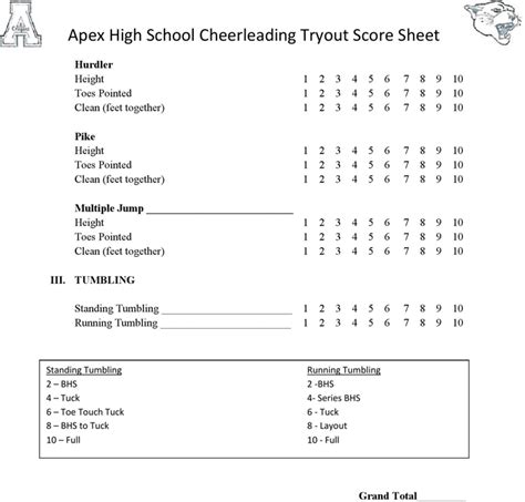 Printable Cheerleading Score Sheet