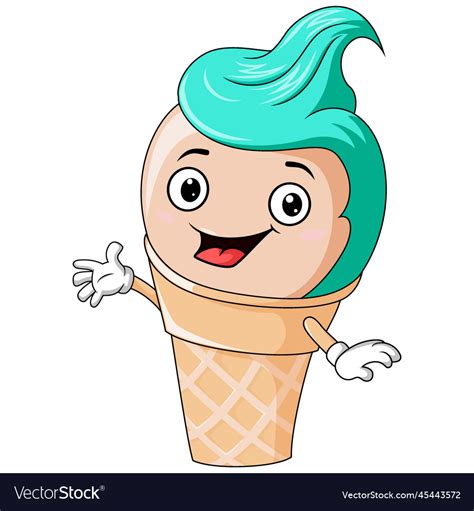 Cute ice cream cartoon character Royalty Free Vector Image