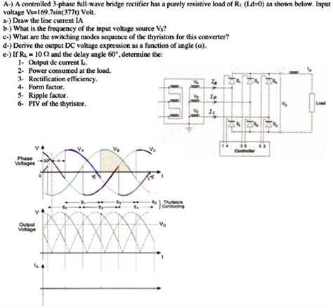 A A Controlled 3 Phase Full Wave Bridge Rectifier Has A Purely