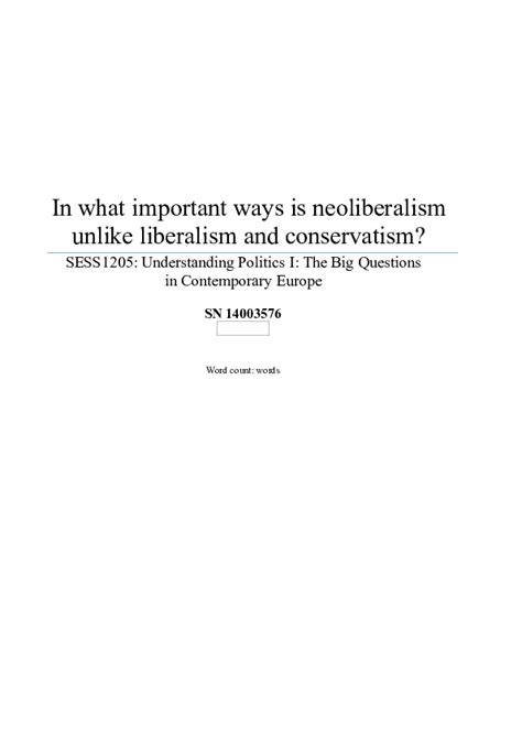 Doc In What Important Ways Is Neoliberalism Unlike Liberalism And Conservatism Pavel