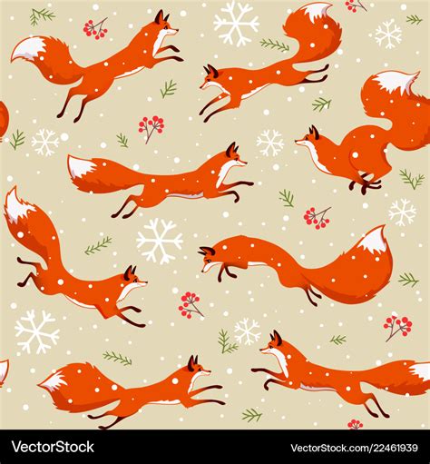 Fox seamless pattern Royalty Free Vector Image