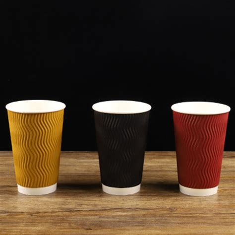 Customized Printing Ripple Wall Paper Cup With Pe Pla Coated Plastic