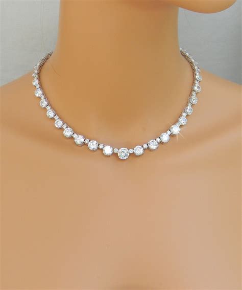 Simple Bridal Necklace Crystal Wedding necklace Dainty