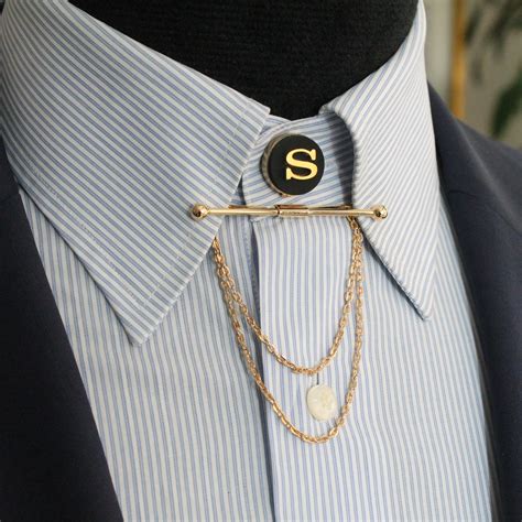 Customized Gold Colour Button Cover Shirt Collar Clip Etsy