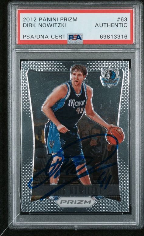 Dirk Nowitzki Signed Autograph Panini Prizm Dallas Mavericks Card