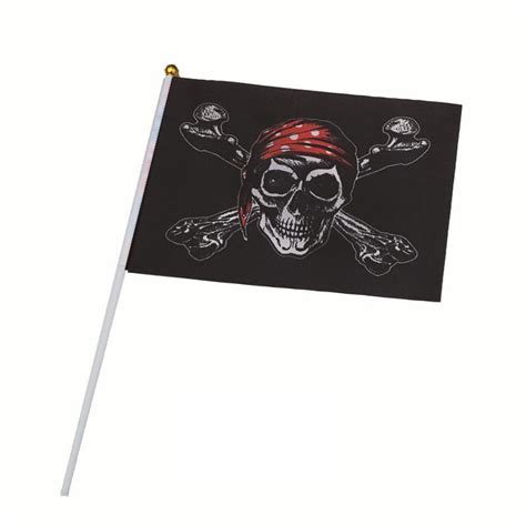 Pirate Mini Flags Pack Of 10 Holding Small Miniature Jolly Roger Flags